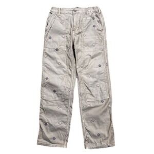 Anthropologie Pilcro The Roamer Embroidered Pants 26 Khaki Utility Artsy